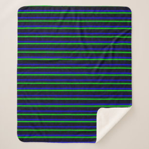 Cobertor Sherpa Faixa Verde Azul Preta