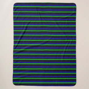 Cobertor Sherpa Faixa Verde Azul Preta