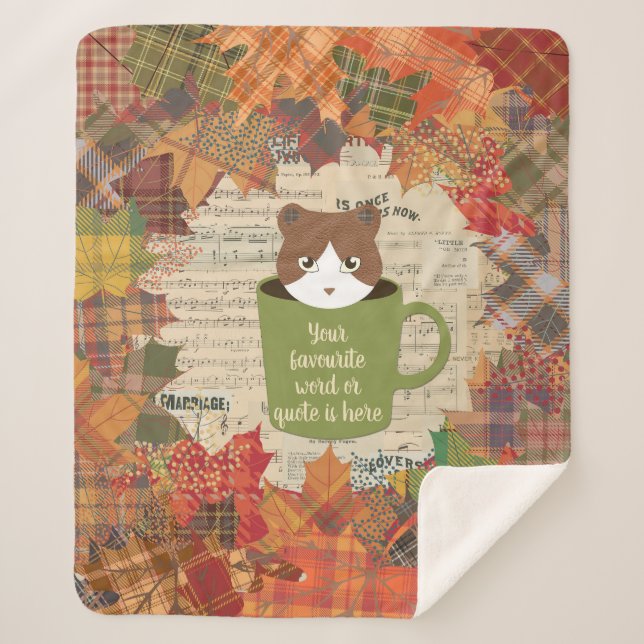 Cobertor Sherpa Fall Break Cat (Frente)