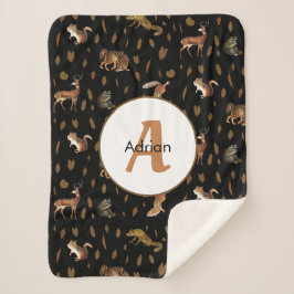 Cobertor Sherpa Fall Forest Animais Autumn Deixa Monograma
