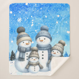 Cobertor Sherpa Família bonitinha de neve na neve