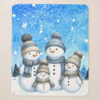 Cobertor Sherpa Família bonitinha de neve na neve