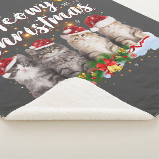 Cobertor Sherpa Família Cat Meowy Correspondendo Papais noeis de p