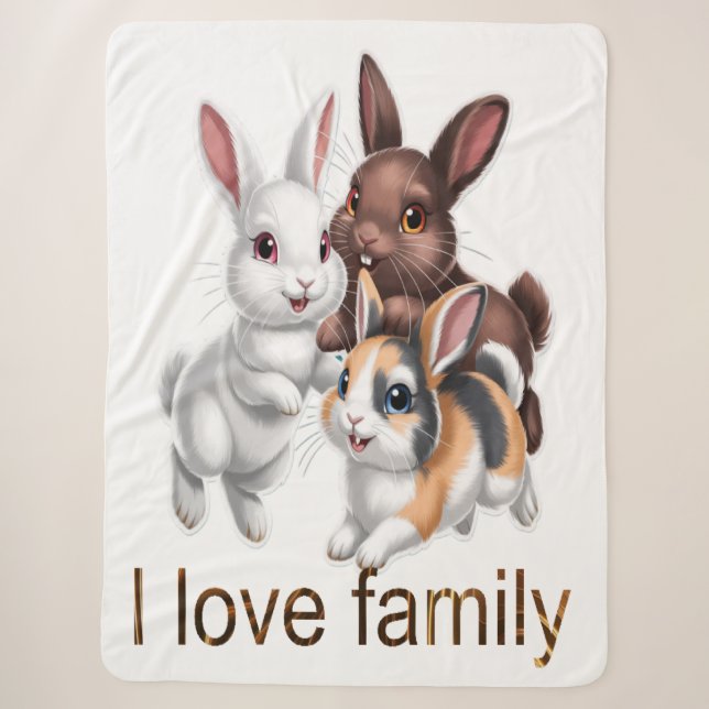 Cobertor Sherpa Família de coelhos (Frente)