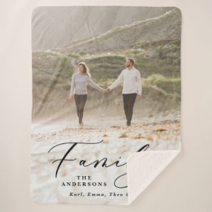 Cobertor Sherpa Família de scripts preto de fotos modernas elegant