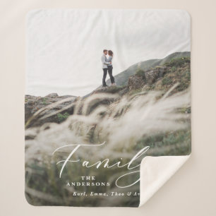 Cobertor Sherpa Família de scripts preto de fotos modernas elegant