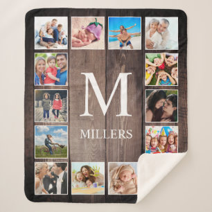 Cobertor Sherpa Família Farmhouse Rustic Farmhouse de Colagem de F