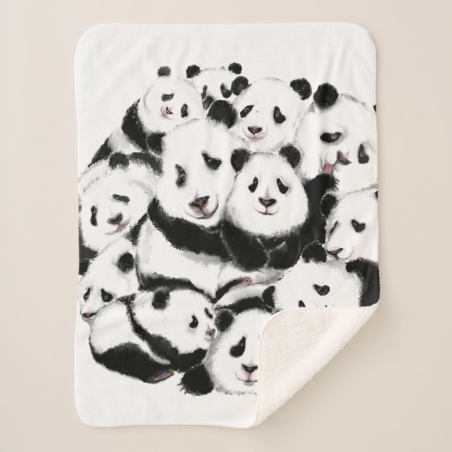 Cobertor Sherpa Família Pandas Sherpa Blanket (Frente)