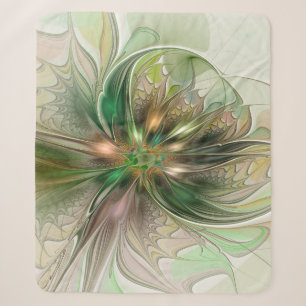 Cobertor Sherpa Fantasia Abstrata Moderna Colorida Flor Fractal