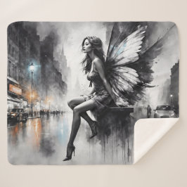 Cobertor Sherpa Fantasia de fadas, ruas noturnas chuvosas sonham m