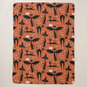 Cobertor Sherpa Fantasia de Halloween MCM Gatos Minimalistas Laran