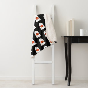 Cobertor Sherpa Fantasma com Jack-o-Lanterna