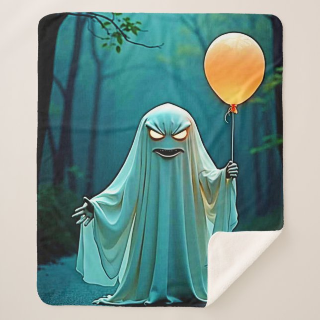 Cobertor Sherpa Fantasma Spooky com Eerie Balloon (Frente)