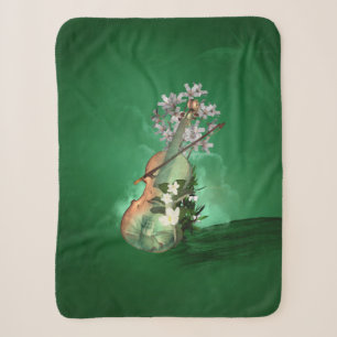 Cobertor Sherpa Fantástico violino com flores