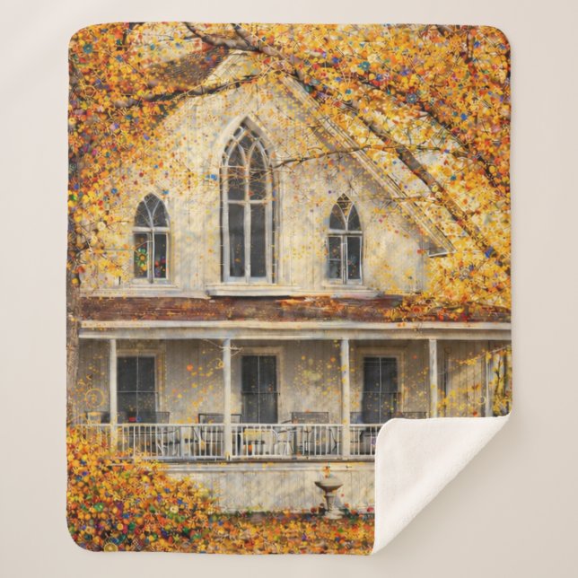 Cobertor Sherpa Fantasy Gothic-Revival Carpenter House  (Frente)