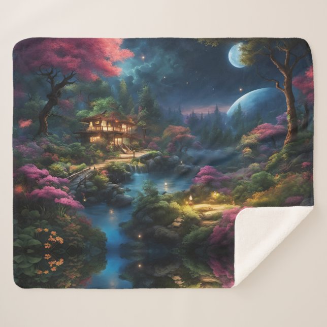 Cobertor Sherpa Fantasy Home e Jardim (Frente (Horizontal))