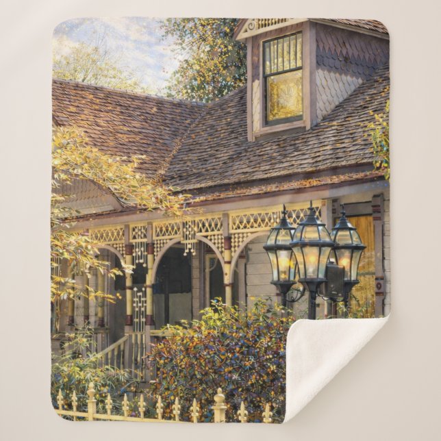 Cobertor Sherpa Fantasy Victorian Gingerbread I (Frente)