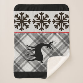 Cobertor Sherpa Farmhouse Black White Xadrez Buffalo Deer Snowflak