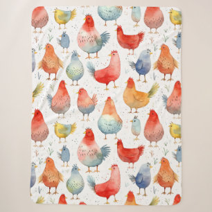 Cobertor Sherpa Farmhouse Chickens