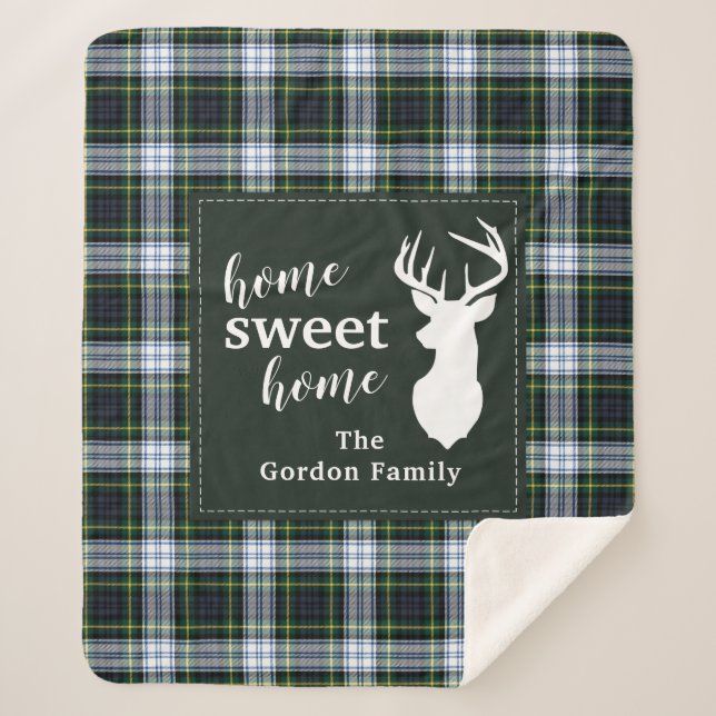 Cobertor Sherpa Farmhouse Russo de Xadrezes Gordon Tartan (Frente)