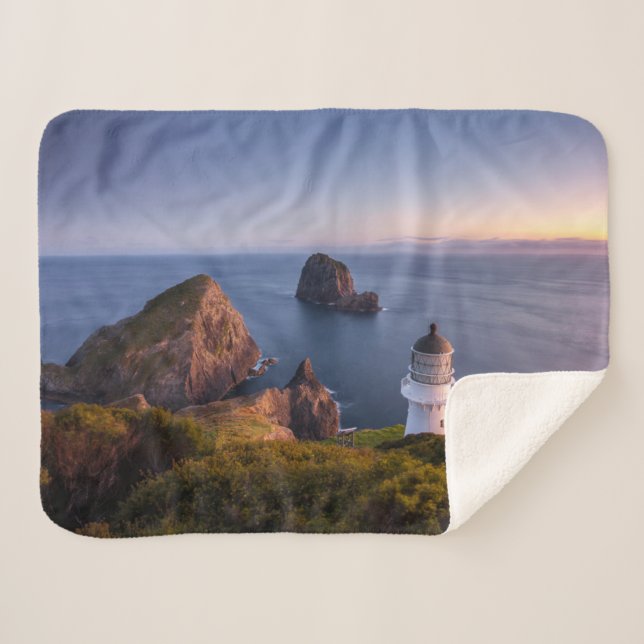 Cobertor Sherpa Faróis | Farol Cape Brett Nova Zelândia (Frente (Horizontal))
