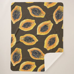 Cobertor Sherpa Fatias de Papaya em castanho escuro