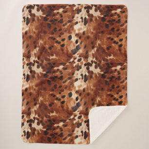 Cobertor Sherpa Faux Cowhide Preto-Castanho