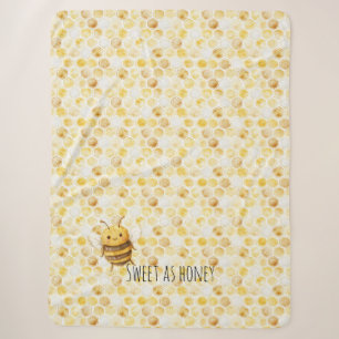 Cobertor Sherpa Favo de Mel Amarelo Dourado Doce Fofa Abelha