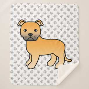 Cobertor Sherpa Fawn Staffordshire Bull Terrier Cute Cartoon