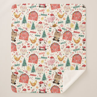 Cobertor Sherpa Fazenda de natal em branco