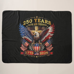 Cobertor Sherpa Fé Liberdade 250 Anos 1776 2026 Águia Patriótica