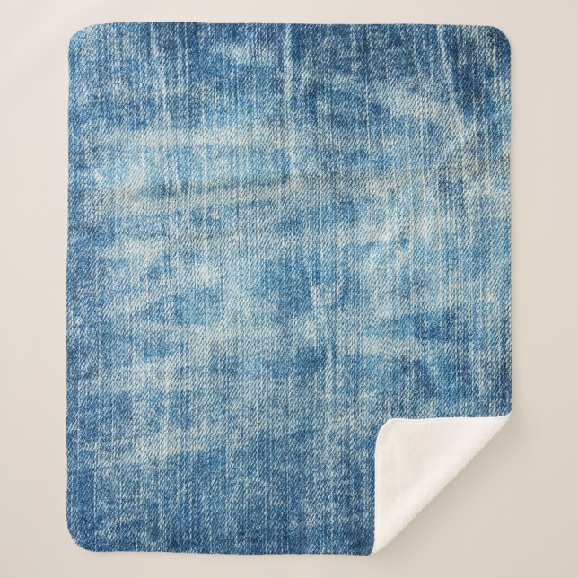 Cobertor Sherpa Fechamento de Denim Azul Texturizado (Frente)