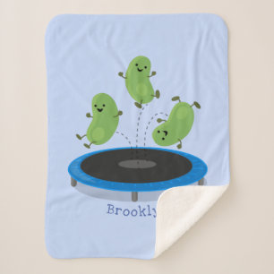Cobertor Sherpa Feijão verde-grão-branco em cartoon trampoline