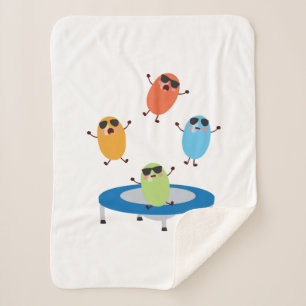 Cobertor Sherpa Feijões Doces Bonitos, Jumping, Vestindo óculos 