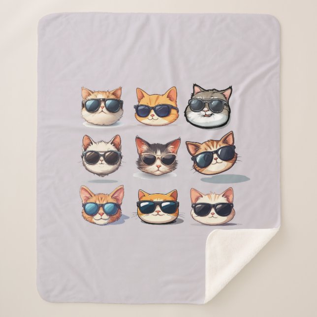 Cobertor Sherpa Felino roxo claro, gato francês Sherpa Blanket (Frente)