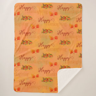 Cobertor Sherpa Feliz Ação de Graças Cornucopia Sherpa Fleece Blan