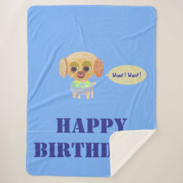 Cobertor Sherpa Feliz Aniversário Blue Fleece Blanket