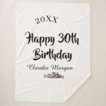 Feliz aniversário de 30 anos nome floral rosa bran