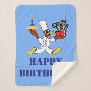 Cobertor Sherpa Feliz Aniversário Deseja Flórida Azul
