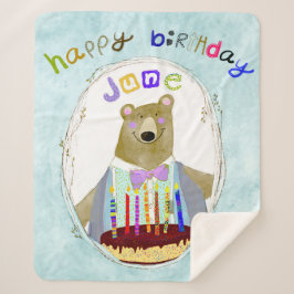 Cobertor Sherpa Feliz Aniversário do Blanket Médio