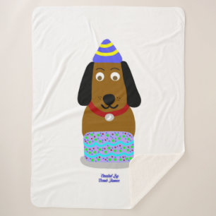 Cobertor Sherpa Feliz Aniversário Pup Grande Sherpa Blanket