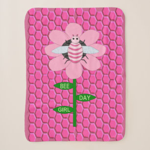 Cobertor Sherpa Feliz Bumblebee de Aniversário Rosa