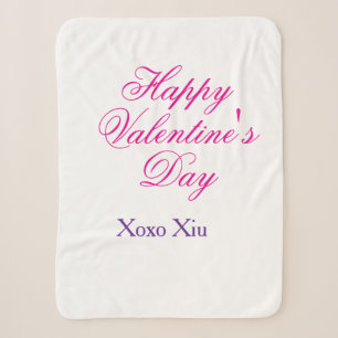 Cobertor Sherpa Feliz dia dos namorados rosa roxo xoxo amor nome c