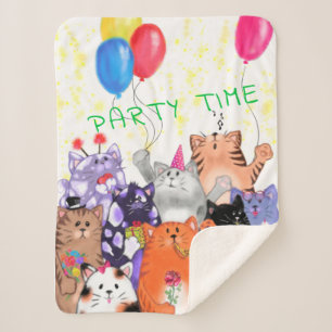 Cobertor Sherpa Feliz Gatos Bebê Sherpa Blanket - Texto Personaliz