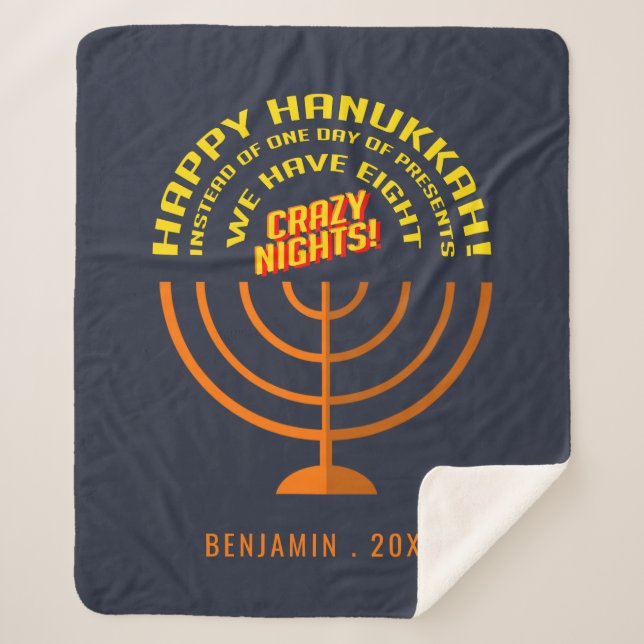 Cobertor Sherpa Feliz Hanukkah Oito Noites de Celebração (Frente)