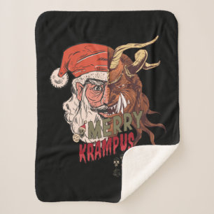 Cobertor Sherpa Feliz Krampus Papais noeis assustadores Natal horr
