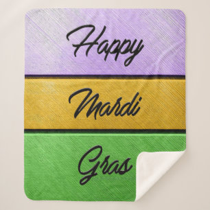 Cobertor Sherpa Feliz Mardi Gras roxo de ouro b