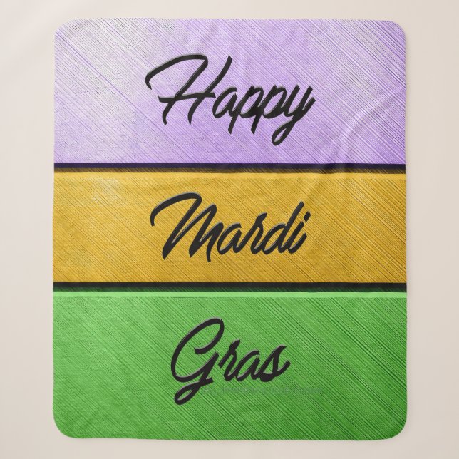 Cobertor Sherpa Feliz Mardi Gras roxo de ouro b (Frente)
