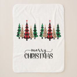Cobertor Sherpa Feliz Natal Árvores Xadrez Vermelho Verde