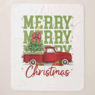 Cobertor Sherpa Feliz Natal Camisa Camisola Família Caminhão Verme